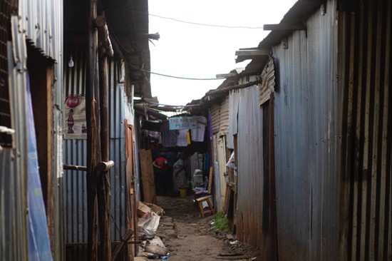 Like most houses in Kibera, the premises of the Lovely Looks college are made of iron sheets