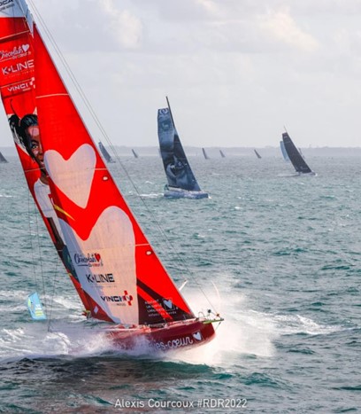 Route du Rhum vessels compete in the open water.