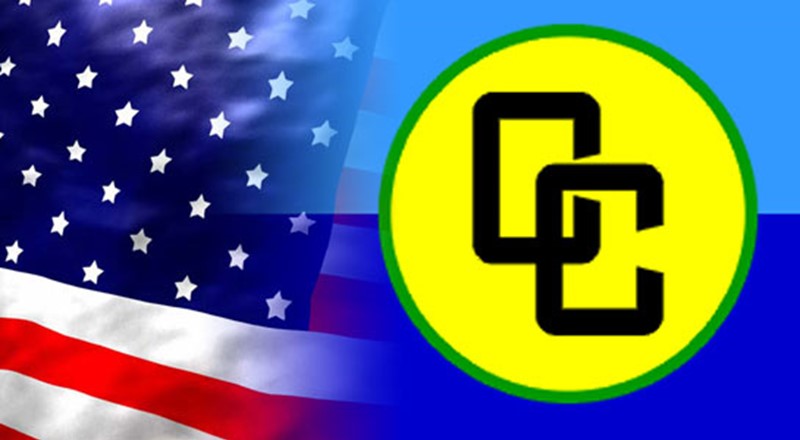Caricom logo and US Flag