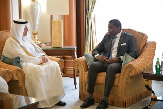 L-R) H.E. Sultan Al-Marshad, Chief Executive Officer of the Saudi Fund for Development and Prime Minister of Saint Kitts and Nevis Hon. Dr. Terrance Drew