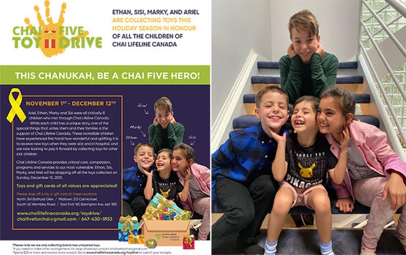 4 GTA Kids Who Have Battled Cancer Ready To Drop Off 1000 Toys In Chai Lifeline Canada Annual Holiday Toy Drive
