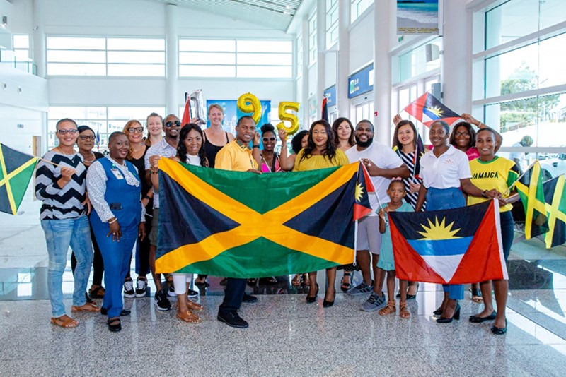 Amongst the well-wishers who were present at the V.C. Bird International Airport to greet Romaine Welds, were (second row of photos) the Antigua and Barbuda Tourism Authority’s  Marketing Communications Manager Maria Blackman, Honourary Consul for Jamaica in Antigua, Dr. Onika Campbell and Tourism Marketing Officer Kayla Chris