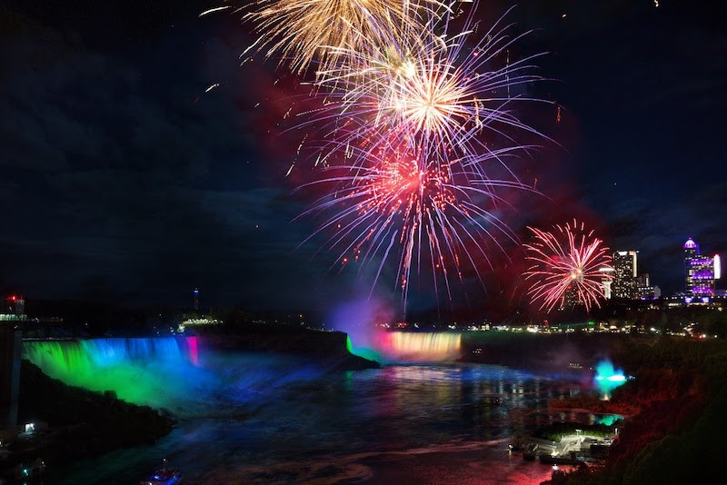 Niagara Falls Fireworks on display