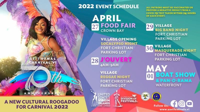 The U.S. Virgin Islands Department of Tourism’s Division of Festivals reports that the official version of St. Thomas carnival will be held under the theme “A New Cultural Roogadoo for Carnival 2022”.
