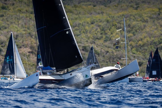Guy Chester’s Crowther Australian 46 Trimaran Oceans Tribute is leading the CSA Multihull Class