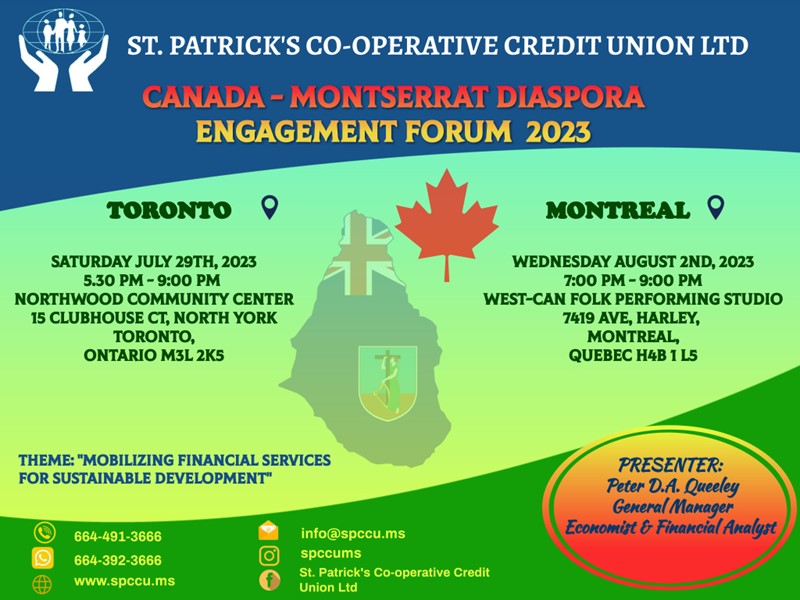 Montserrat's St Patrick's Co-operative Credit Union to Host Canada Diaspora Engagement Forum 