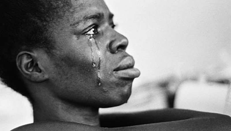 Black woman crying