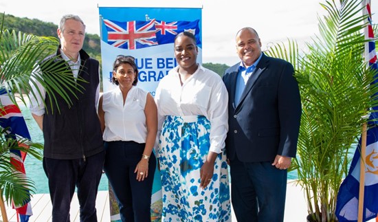 L-R: Hon. Lord Goldsmith; H.E. Dileeni Daniel-Selvaratnam, Governor of Anguilla; Hon. Minister Quincia Gumbs Marie; Hon. Dr. Ellis Webster, Premier of Anguilla