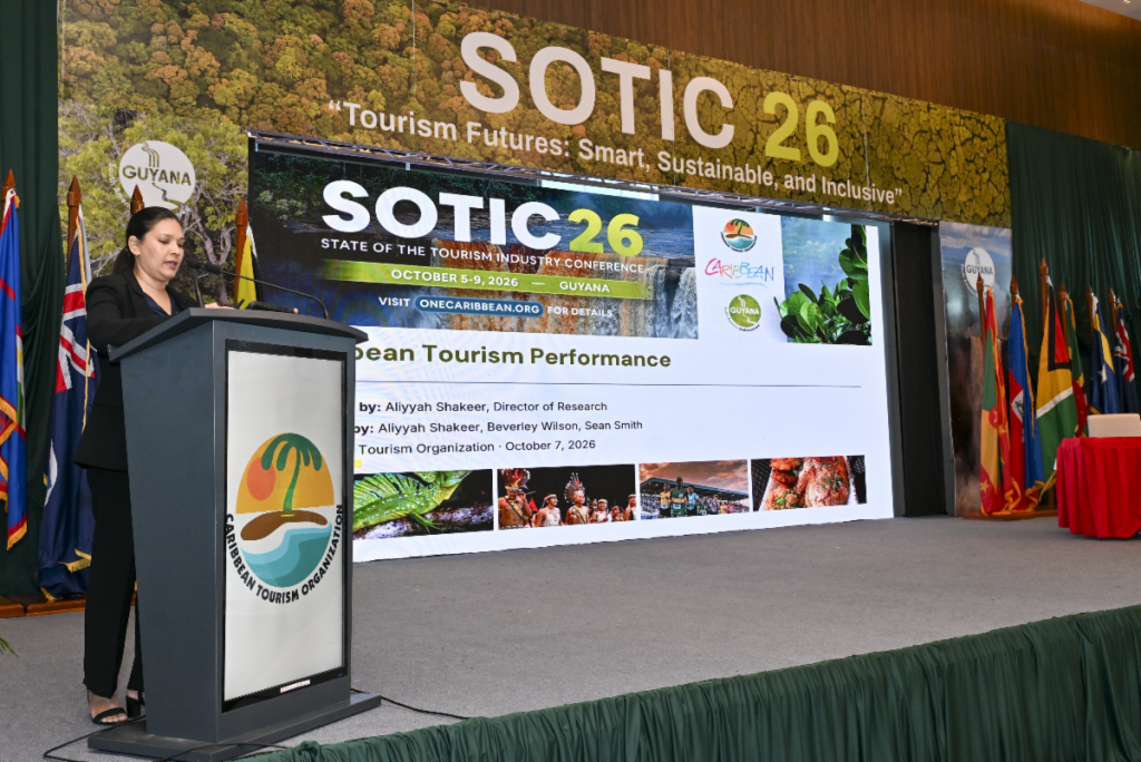 Aliyyah Shakeer addresses delegates at SOTIC in Guyana.